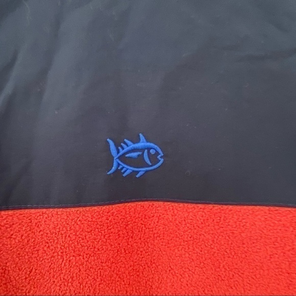 Southern Tide Navigational Fleece Vest Coral Red Navy Large - Picture 2 of 5